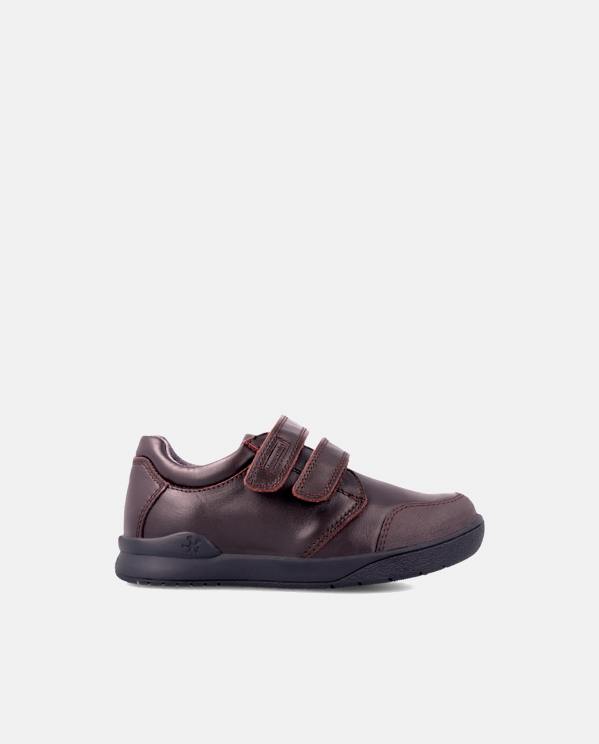Sapatos com Fecho Aderente e em Pele - Castanho Castanho-claro-1