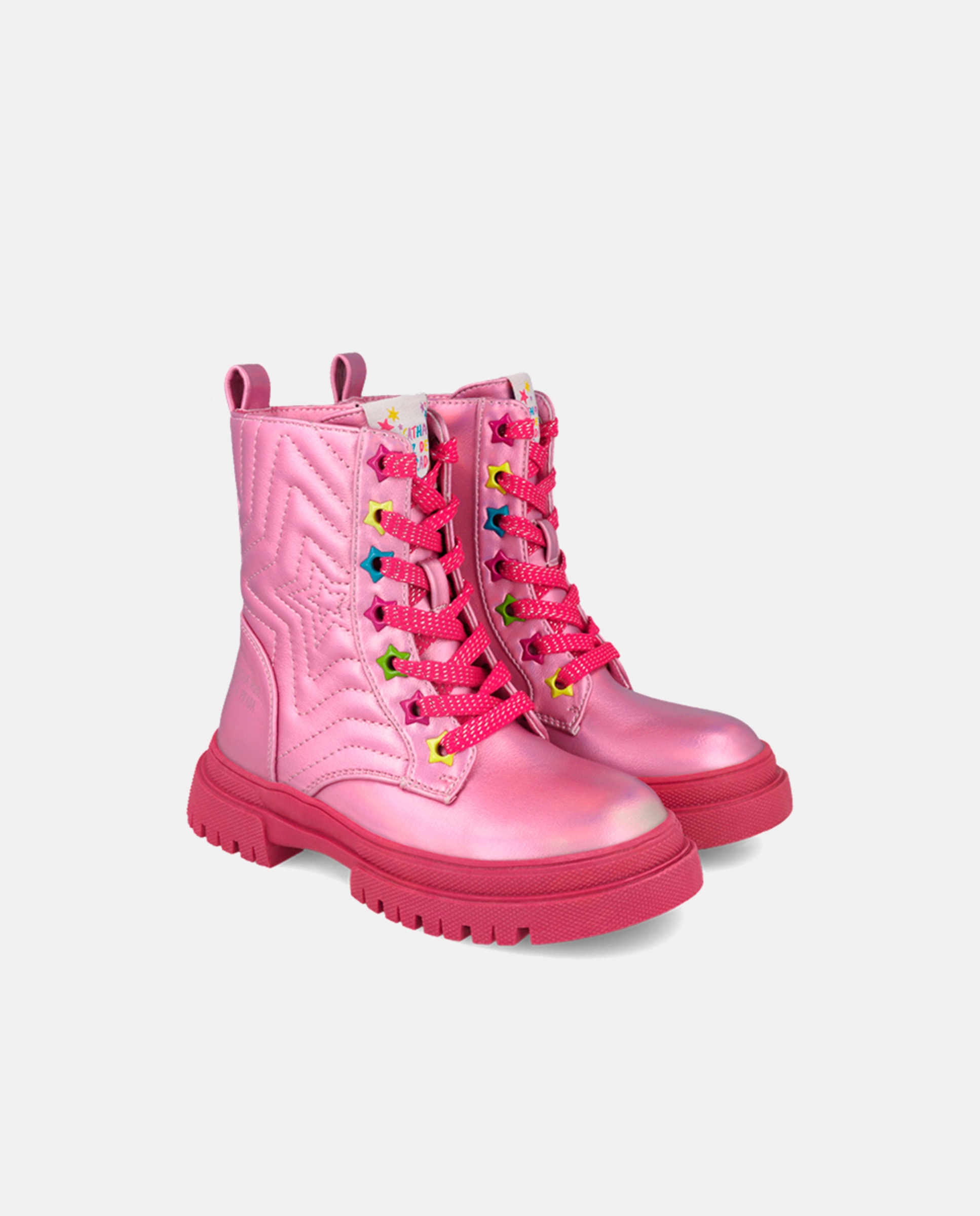 Botas Metalizadas com Fecho de Correr Rosa-pastilha-2