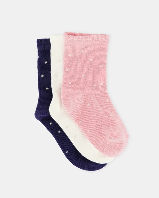 Imagen 0 de Pack de 3 calcetines con estampado fantasía y lurex de bebé niña