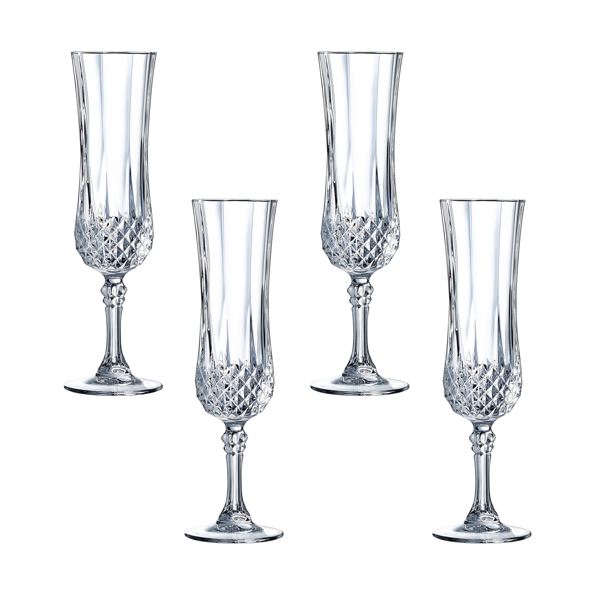 Juego de 4 copas de champán de cristal Longchamp Cristal d'Arques Transparente-1