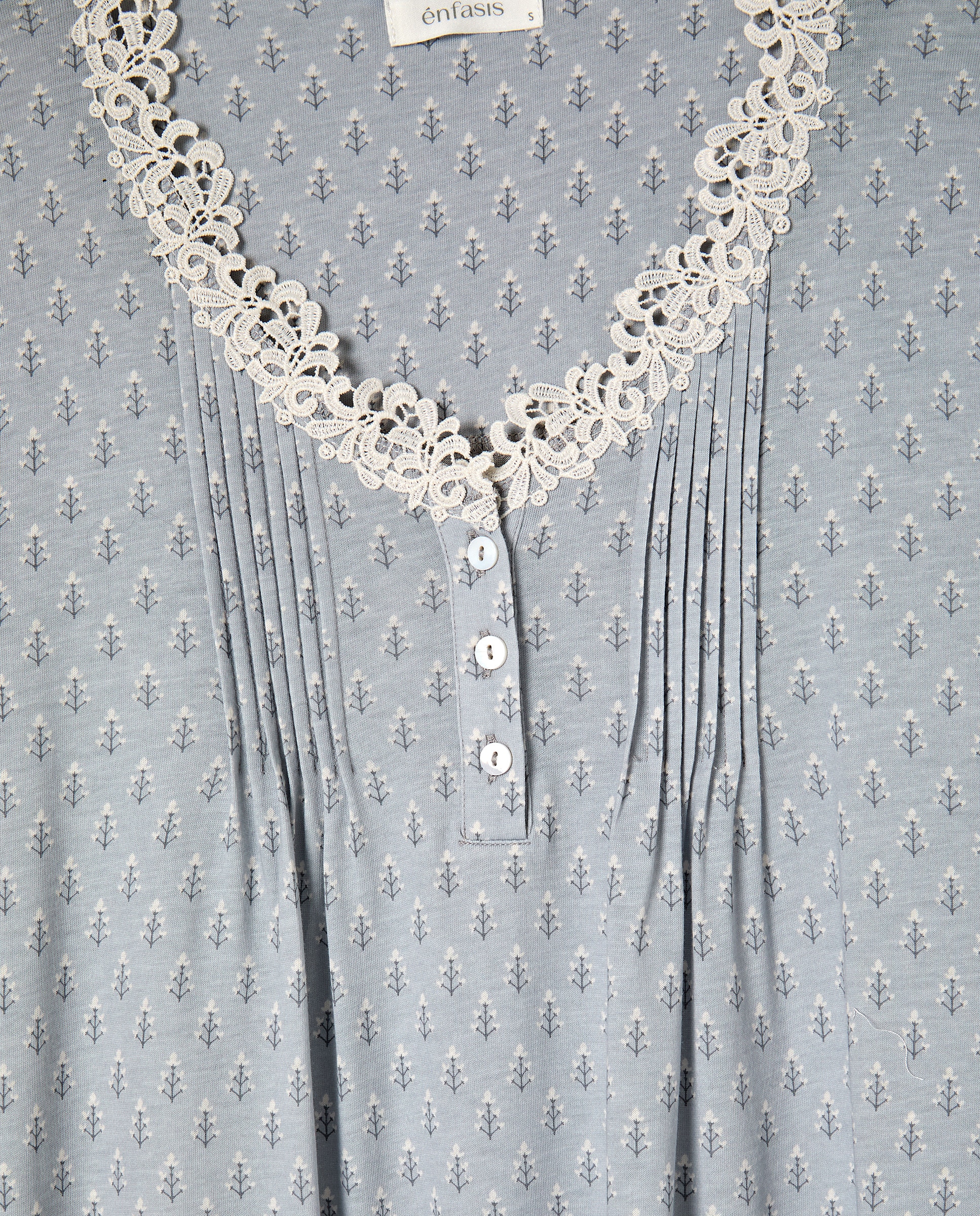 Camisa de Dormir de Algodão com Estampado Branco-4