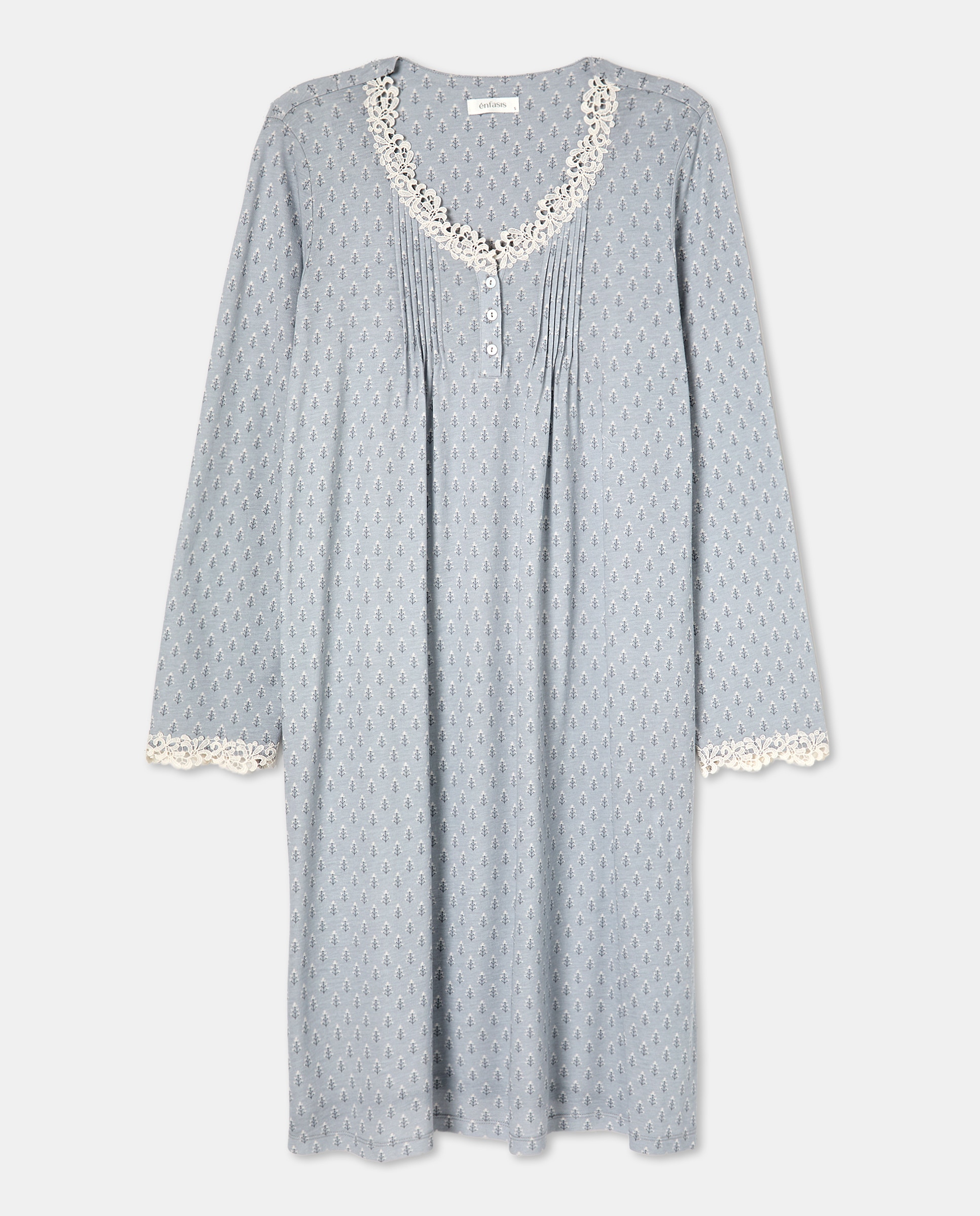 Camisa de Dormir de Algodão com Estampado Branco-3