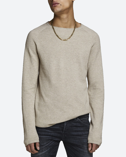 Imagen 0 de Jersey de hombre beige con cuello caja