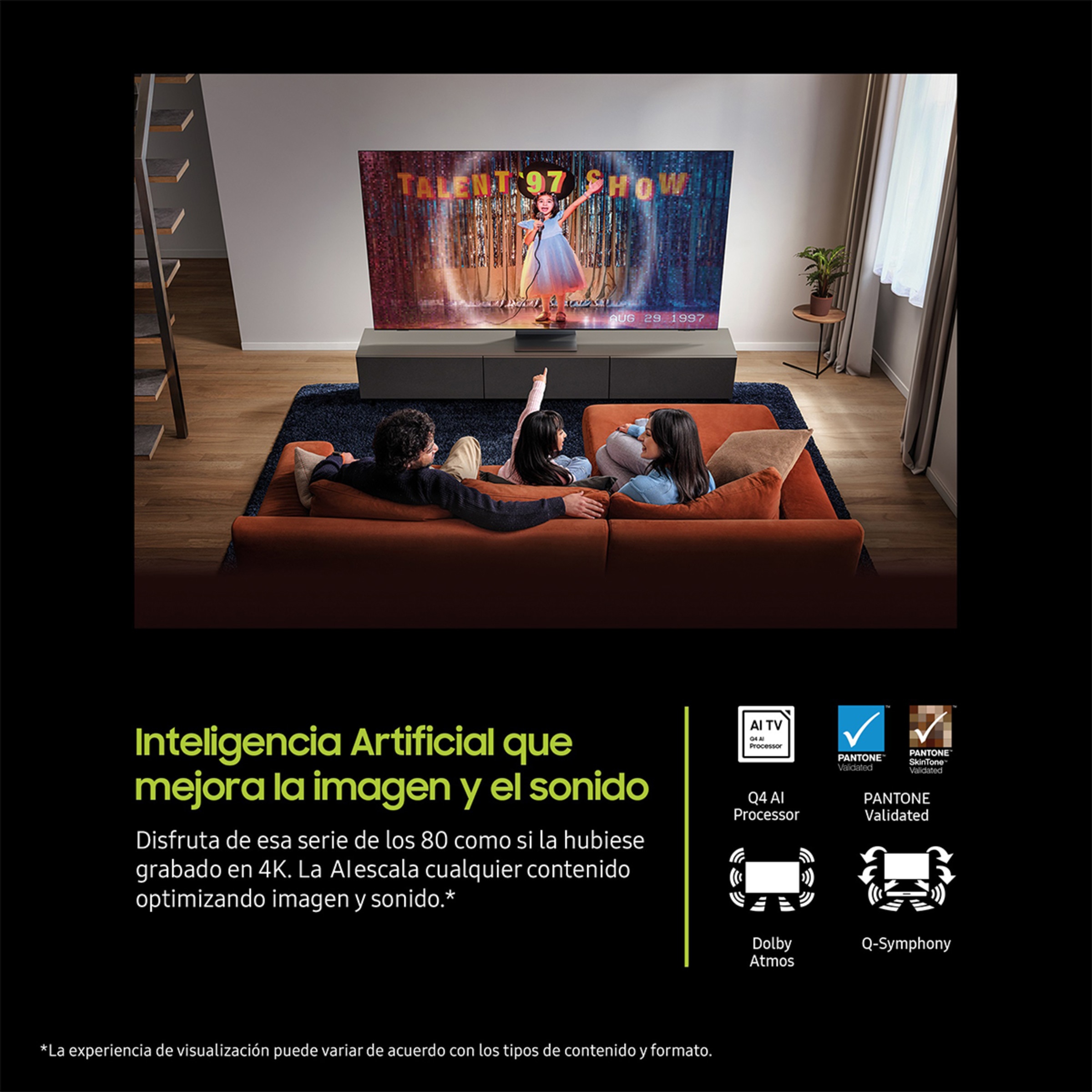 TV QLED 163cm (65") Samsung TQ65Q7F5AUXXC, 4K Vision AI Quantum dot Smart TV Negro-4