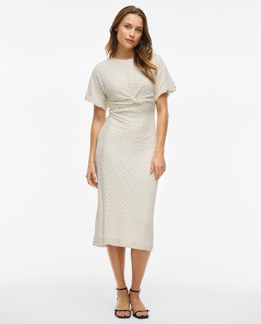Imagem 0 de Vestido Midi com Manga Curta e Decote Redondo