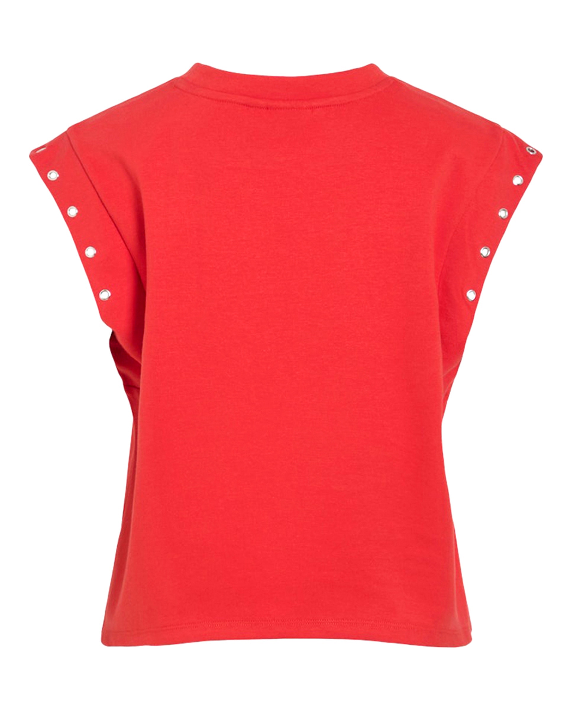 T-shirt sem Mangas com Decote Redondo e Corte Regular Vermelho-6