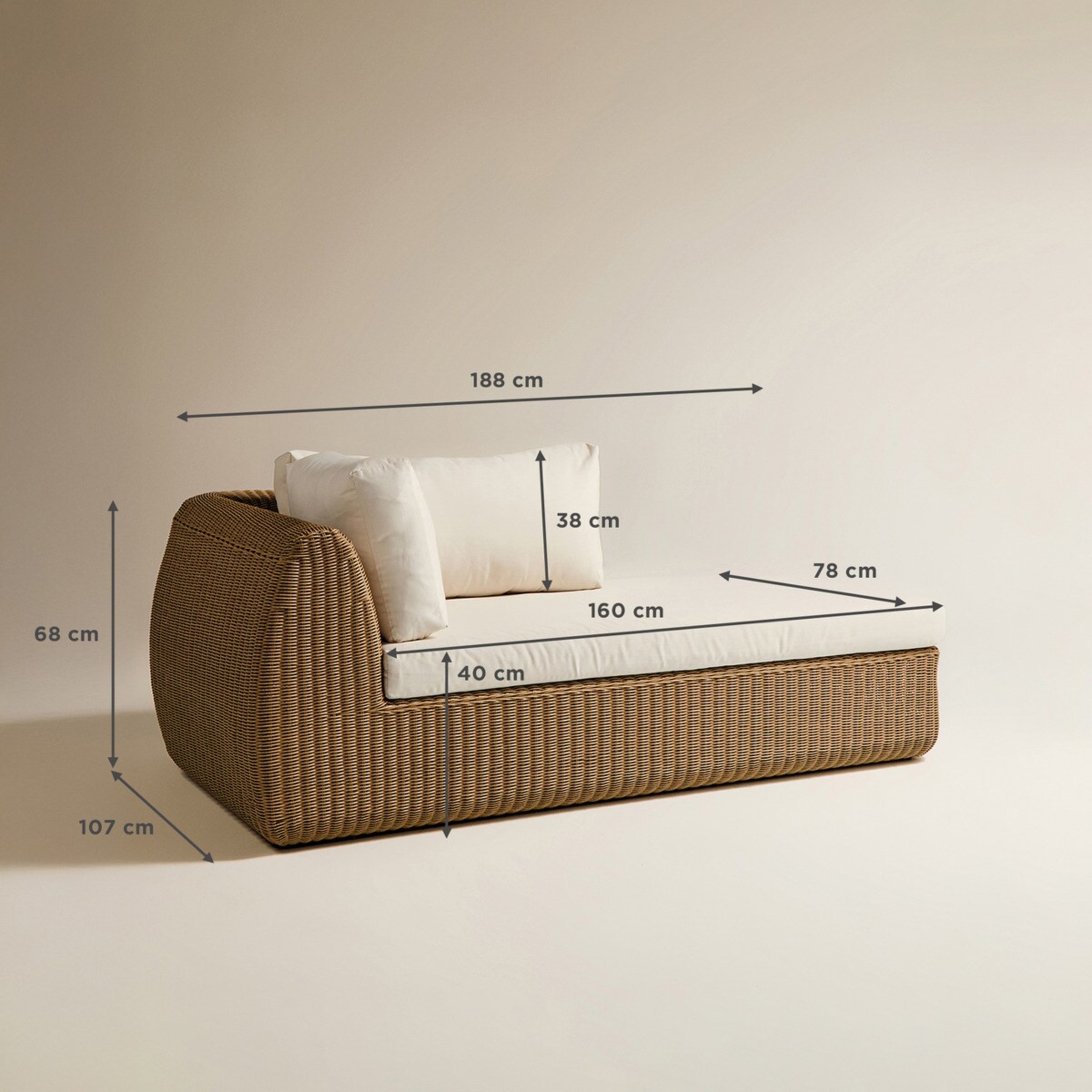 Módulo de Chaise-Longue Esquerda para Sofá de Jardim Ibiza Natural-8
