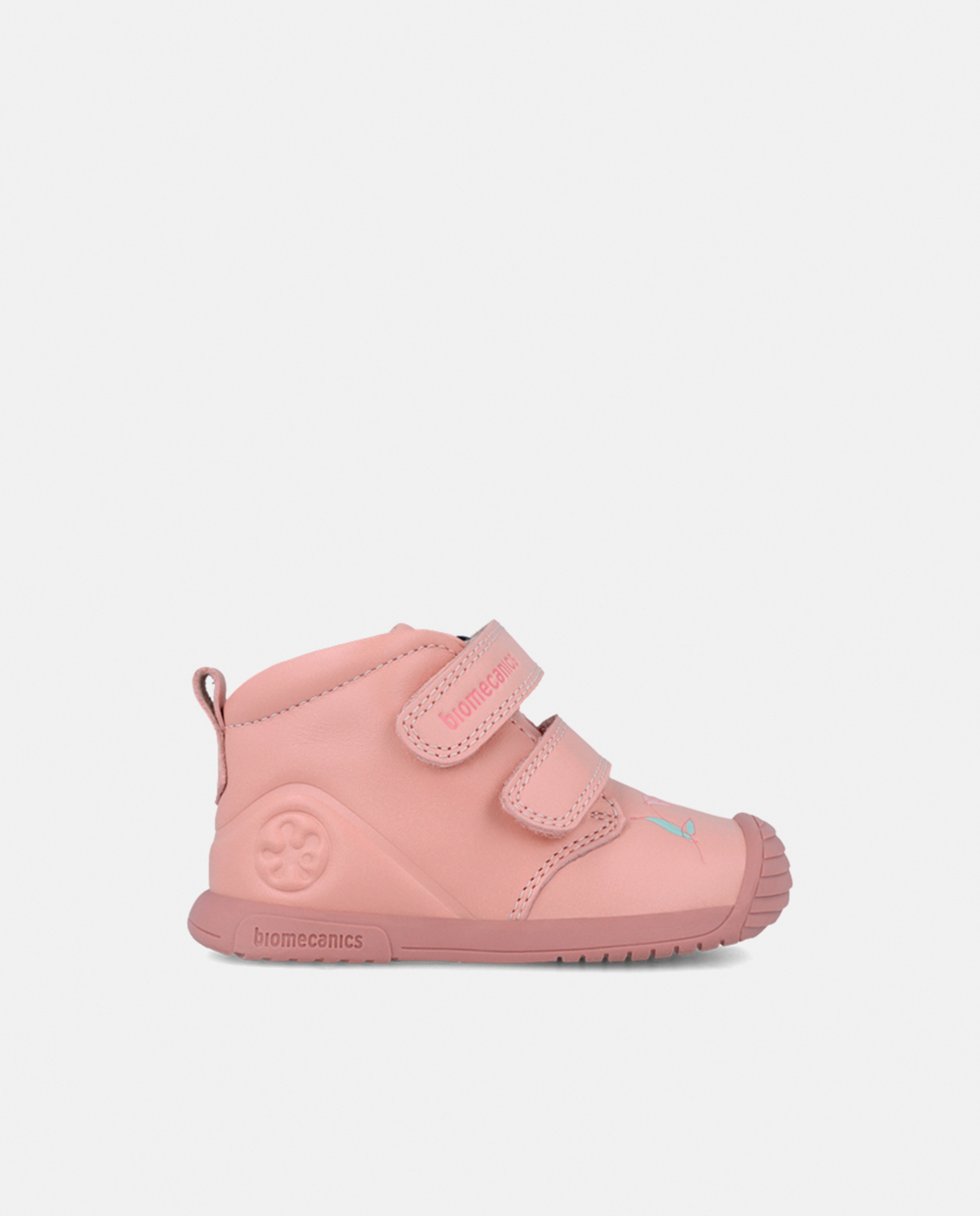 Botins em Pele com Velcro Duplo Rosa-1