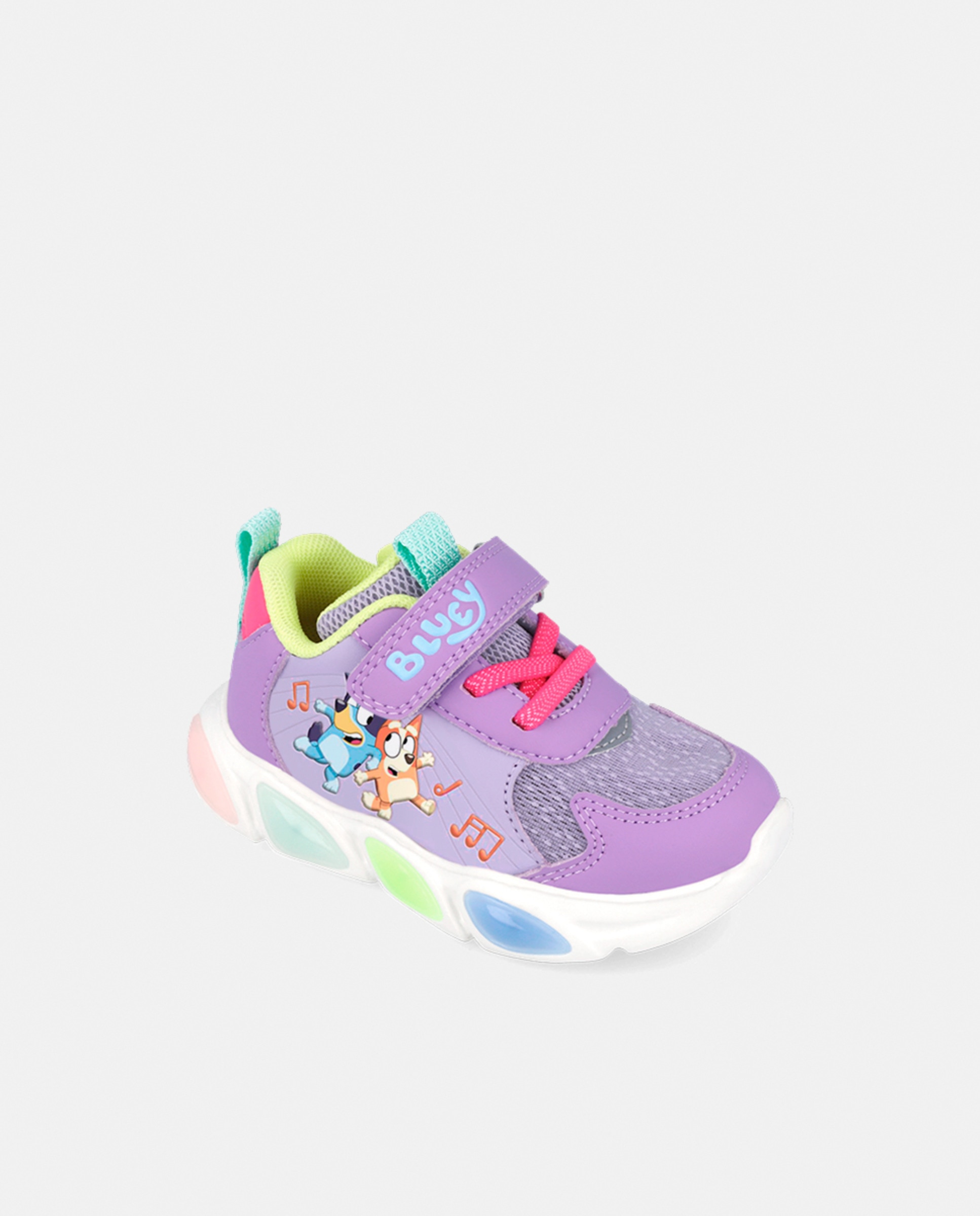 Sapatilhas Bluey de Luzes com Elástico e Velcro Lilás-1