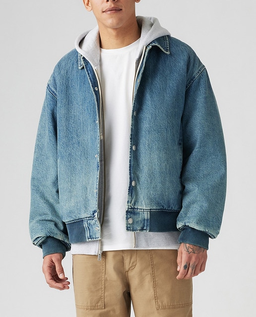 Imagen 0 de Cazadora vaquera de hombre tipo bomber lisa fit regular