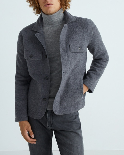 Imagen 0 de Chaqueta de hombre con bolsillos gris de lana