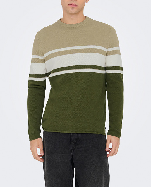 Imagen 0 de Jersey de hombre con cuello redondo de rayas