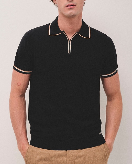 Imagen 0 de Polo tricotado de hombre manga corta con perfiles a contraste