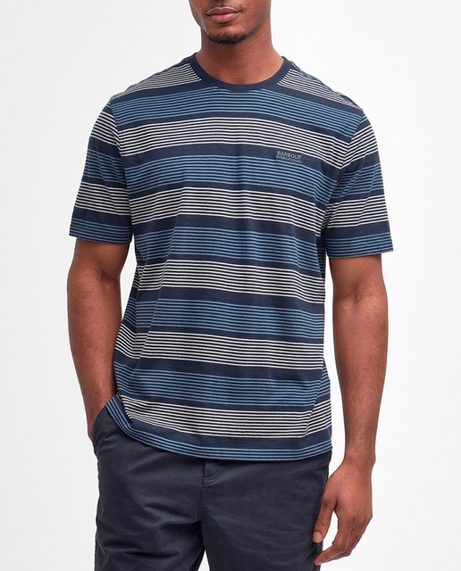 Imagen 0 de Camiseta de hombre manga corta de rayas de algodón con logo