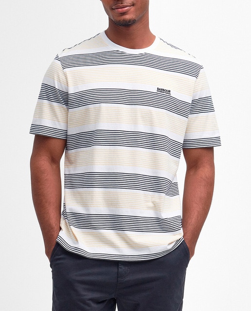 Imagen 0 de Camiseta de hombre manga corta de rayas de algodón con logo