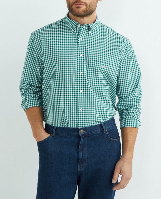 Imagen 0 de Camisa de popelín de cuadros regular fit de hombre tallas grandes