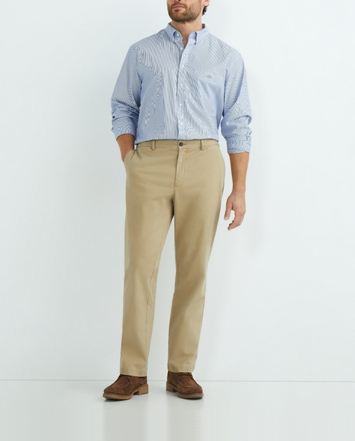 Imagen 0 de Camisa de popelín de rayas fina regular fit de hombre tallas grandes