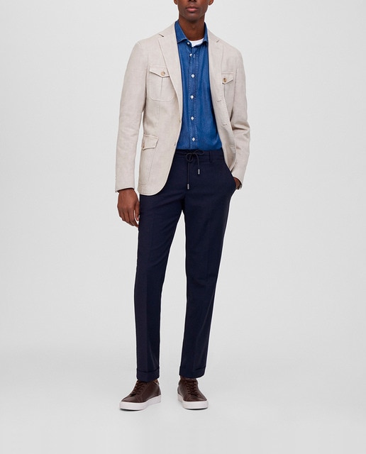 Imagen 0 de Pantalón de hombre regular fit de lana con cordón