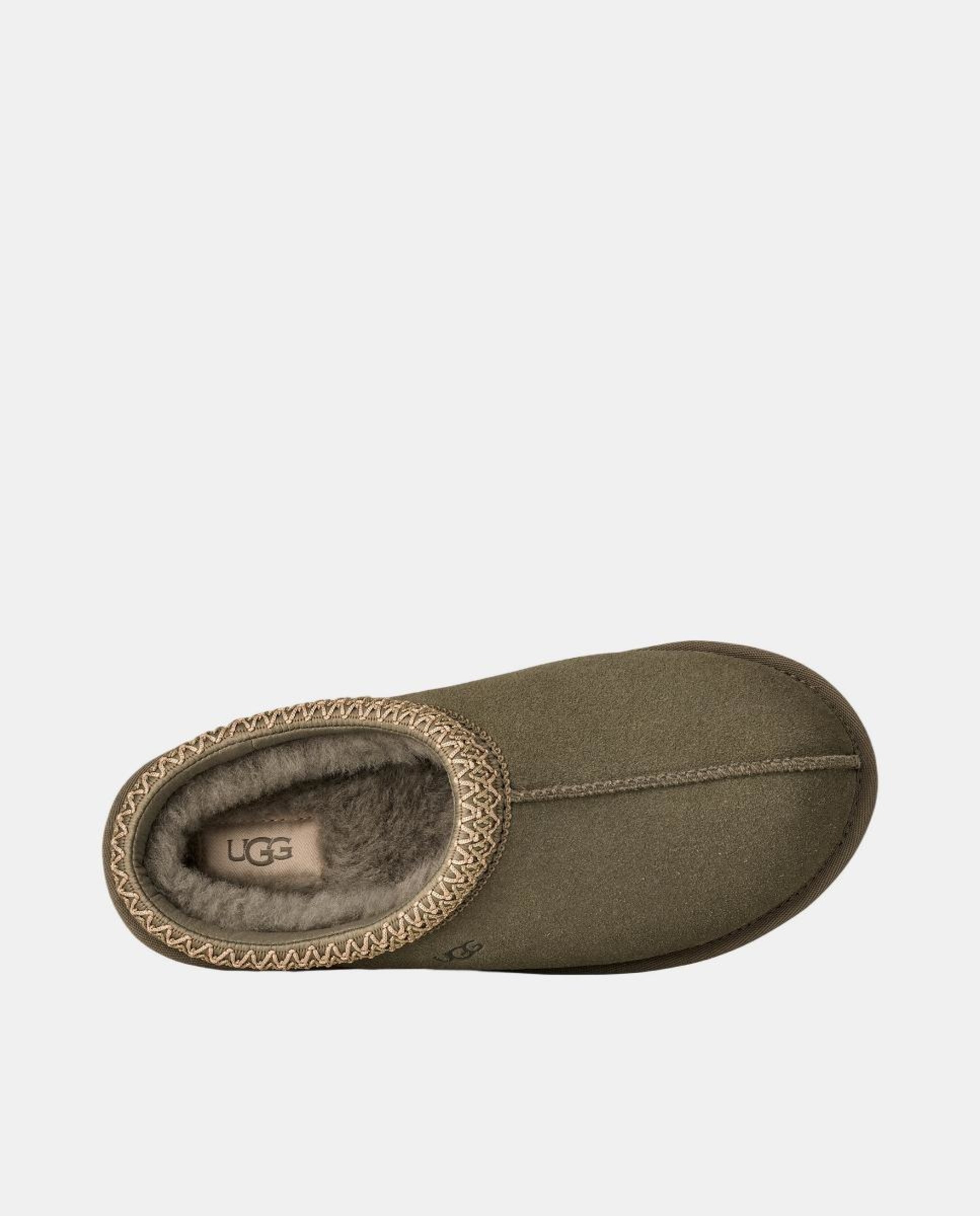 Mules Tasman II em Pele e Forrados com Pelo Verde Musgo-5