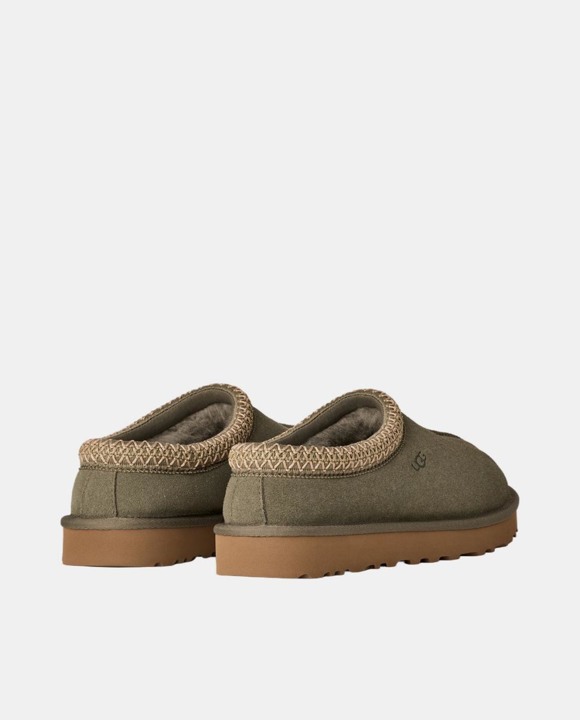 Mules Tasman II em Pele e Forrados com Pelo Verde Musgo-4