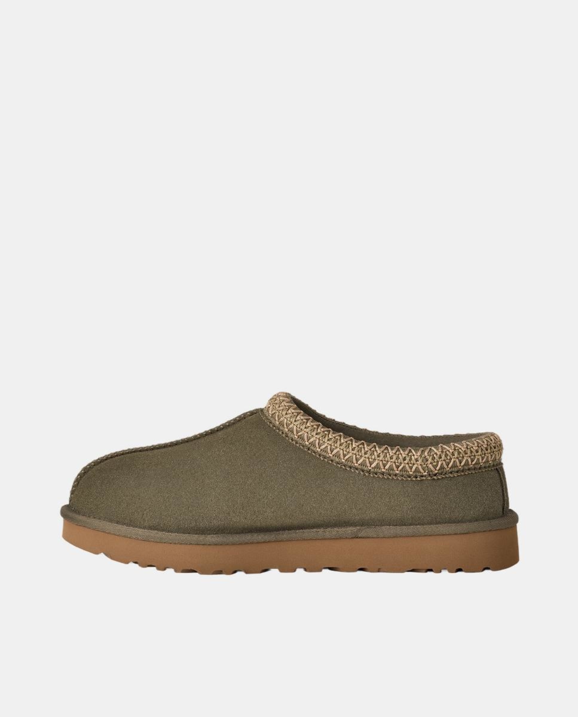 Mules Tasman II em Pele e Forrados com Pelo Verde Musgo-3