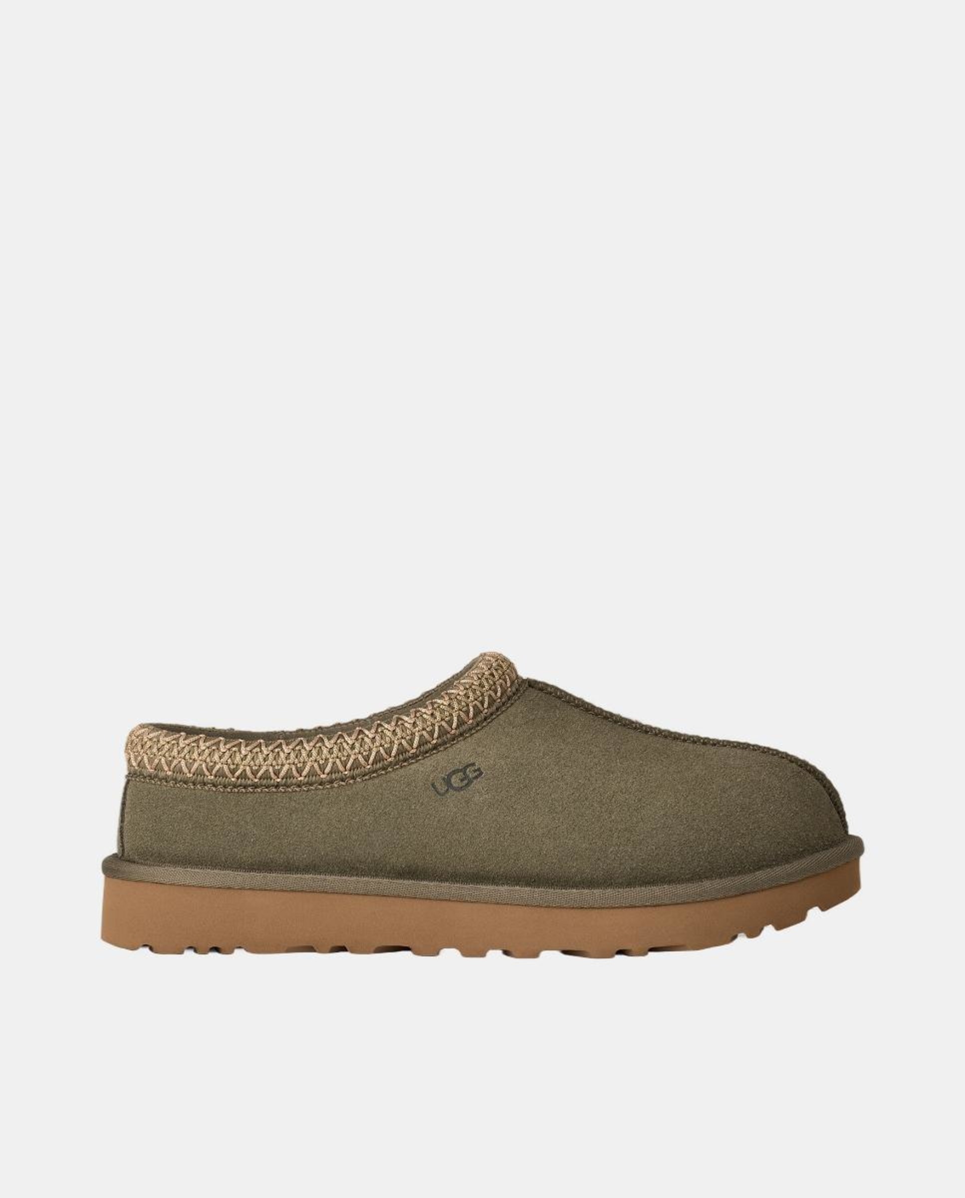 Mules Tasman II em Pele e Forrados com Pelo Verde Musgo-1