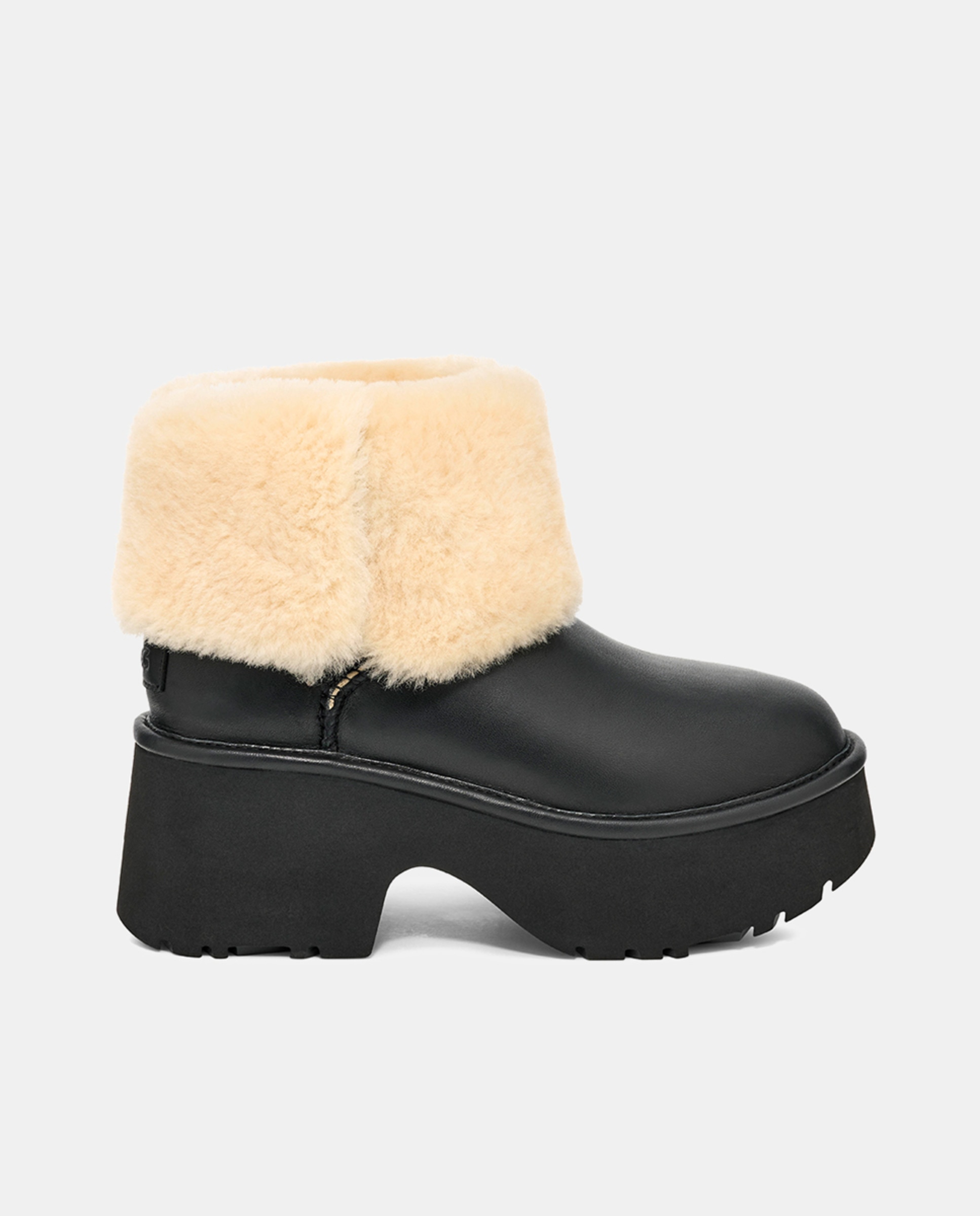 Botins de Salto Esmee em Pele e Forrados com Pelo Preto-3