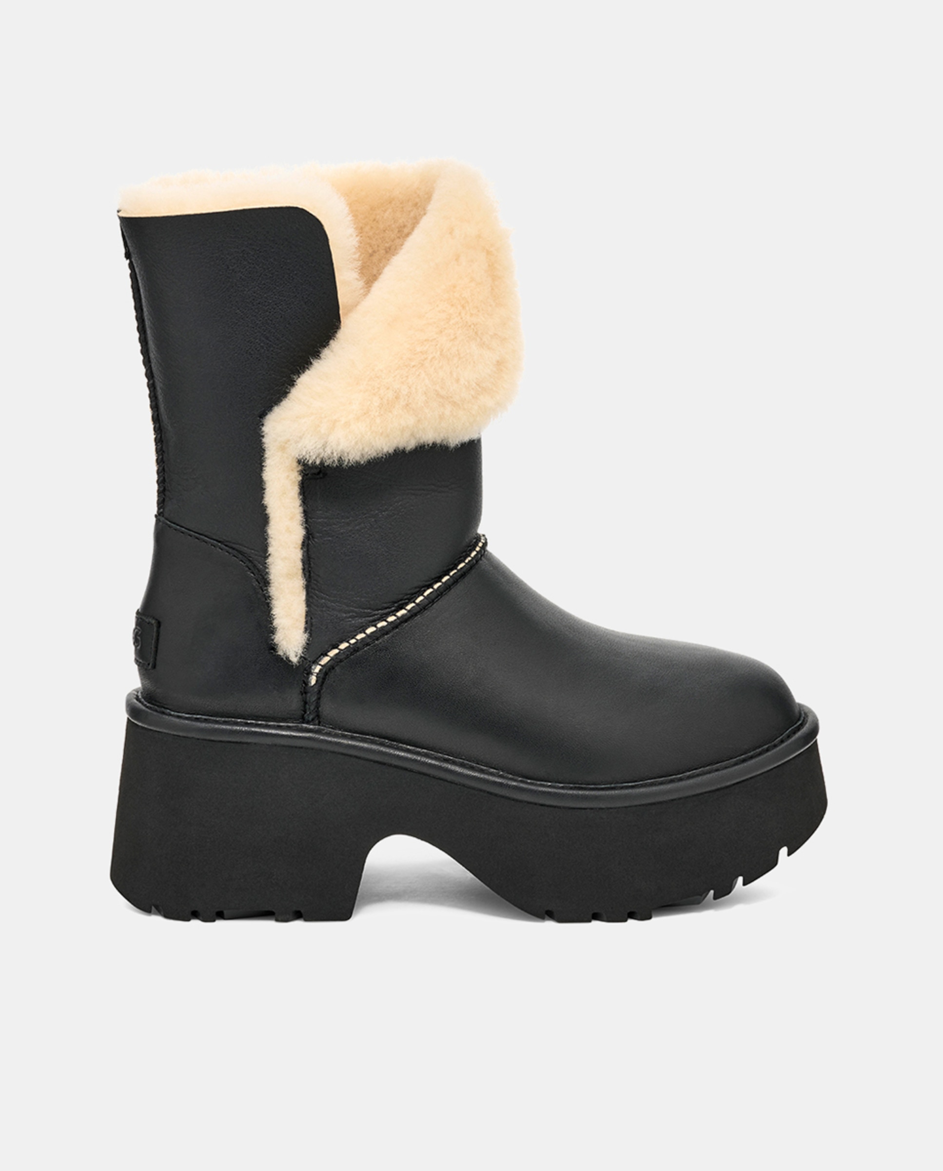 Botins de Salto Esmee em Pele e Forrados com Pelo Preto-2