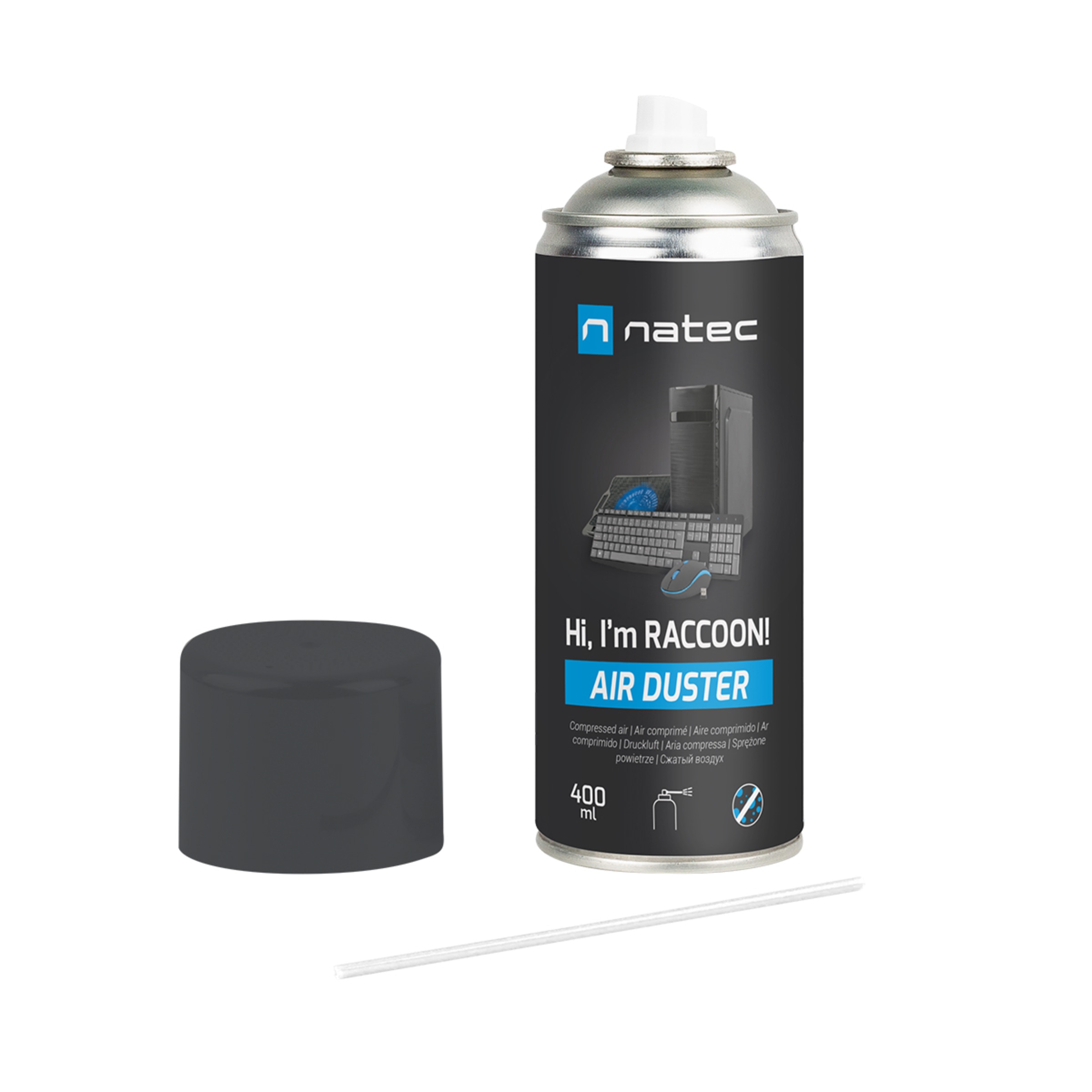 Aire comprimido Natec Raccoon 400ml Negro-2