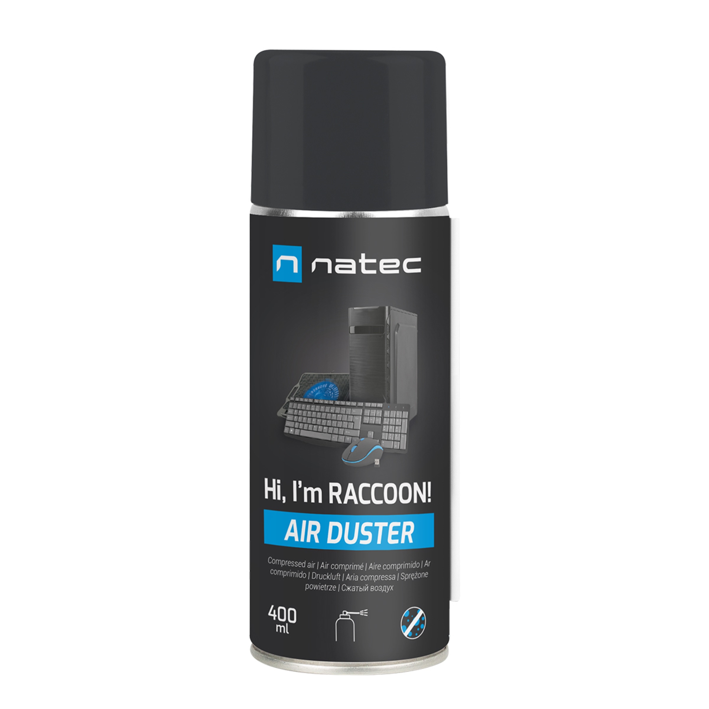 Aire comprimido Natec Raccoon 400ml Negro-1