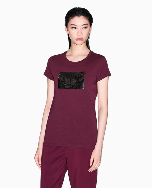 Imagem 0 de T-shirt de mulher com logótipo de lantejoulas