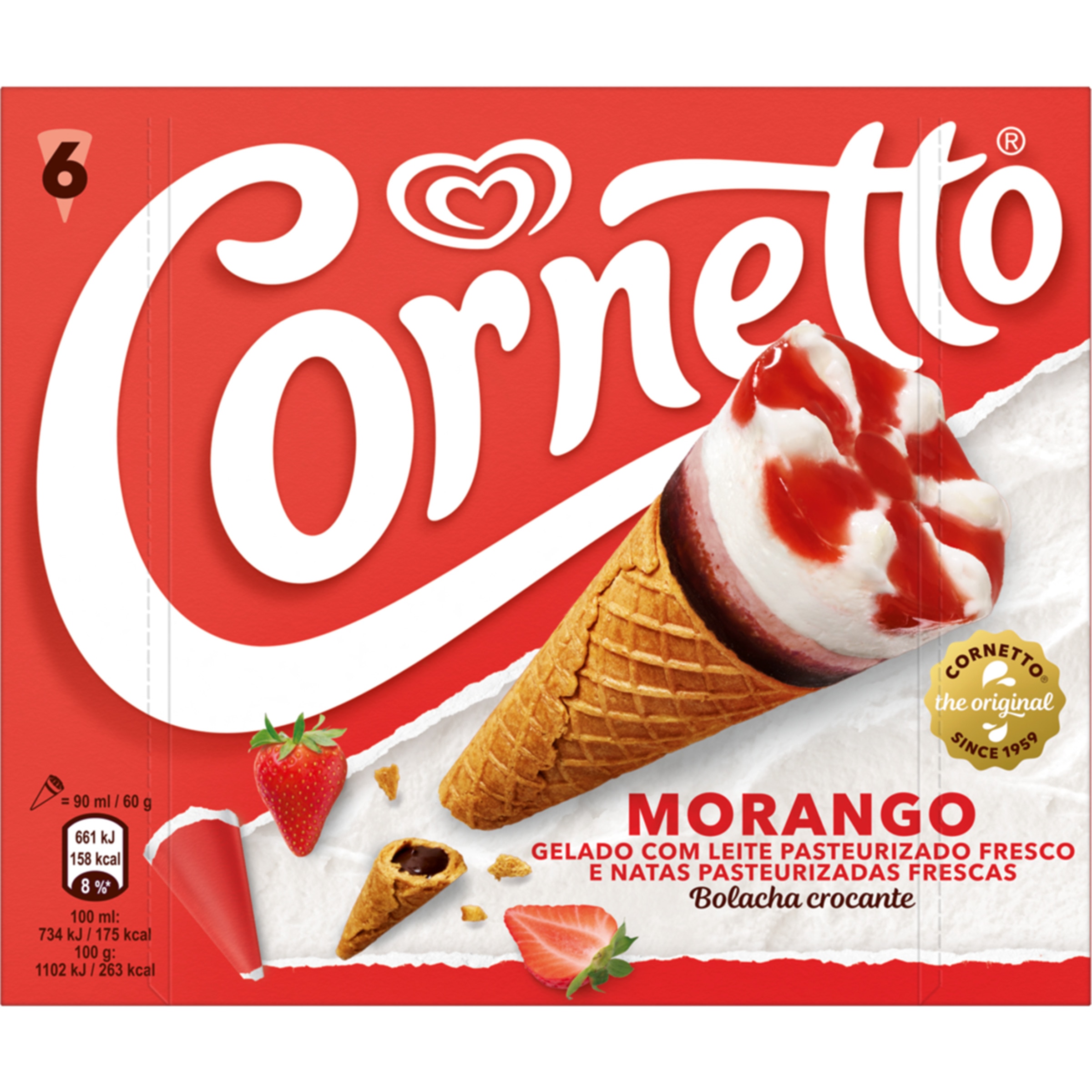 Gelado de Morango Pack 6 unidades embalagem 540 ml
