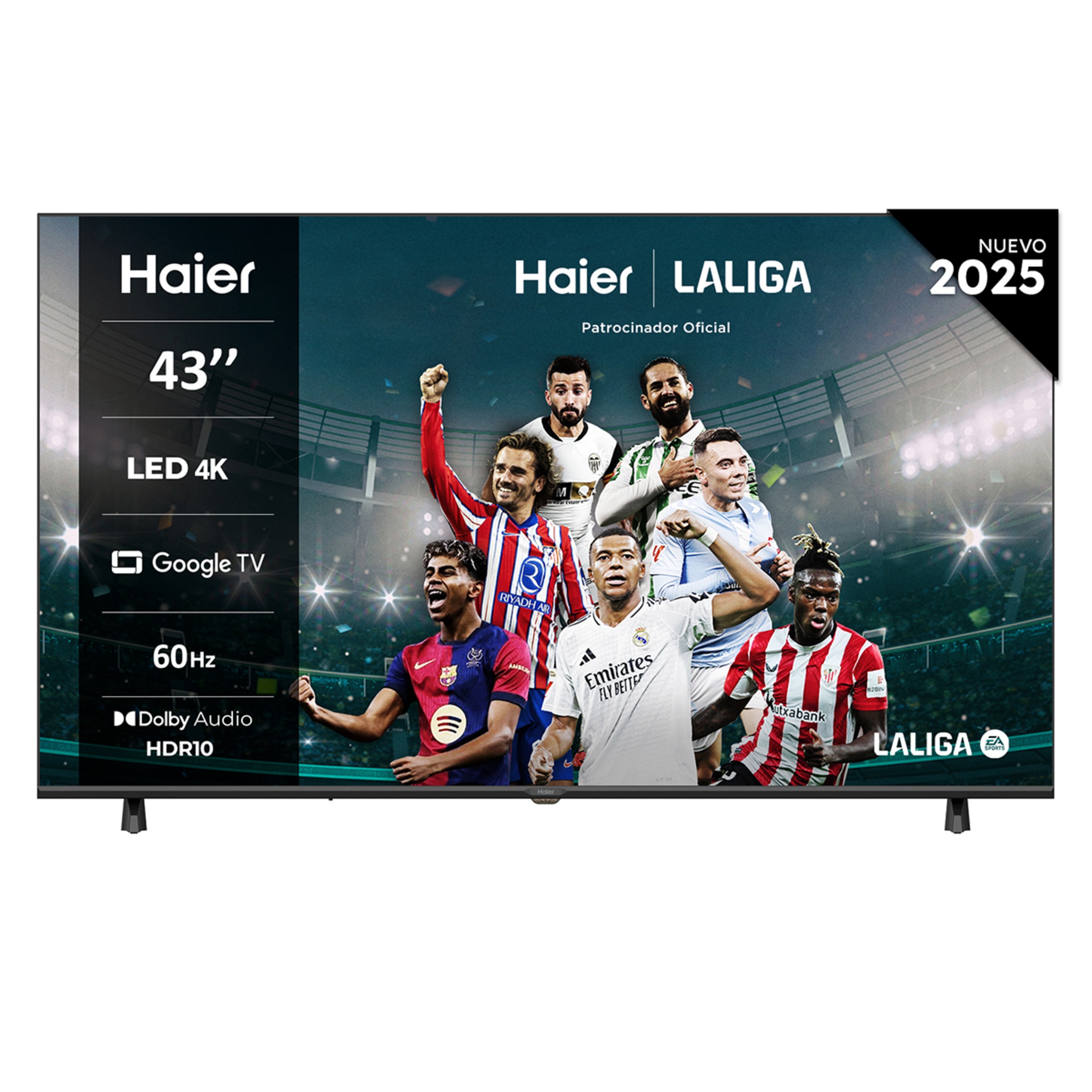 TV LED 108 cm (43") Haier H43K85FUX UHD, Smart Google TV, HDR10, Dolby Audio Negro-1