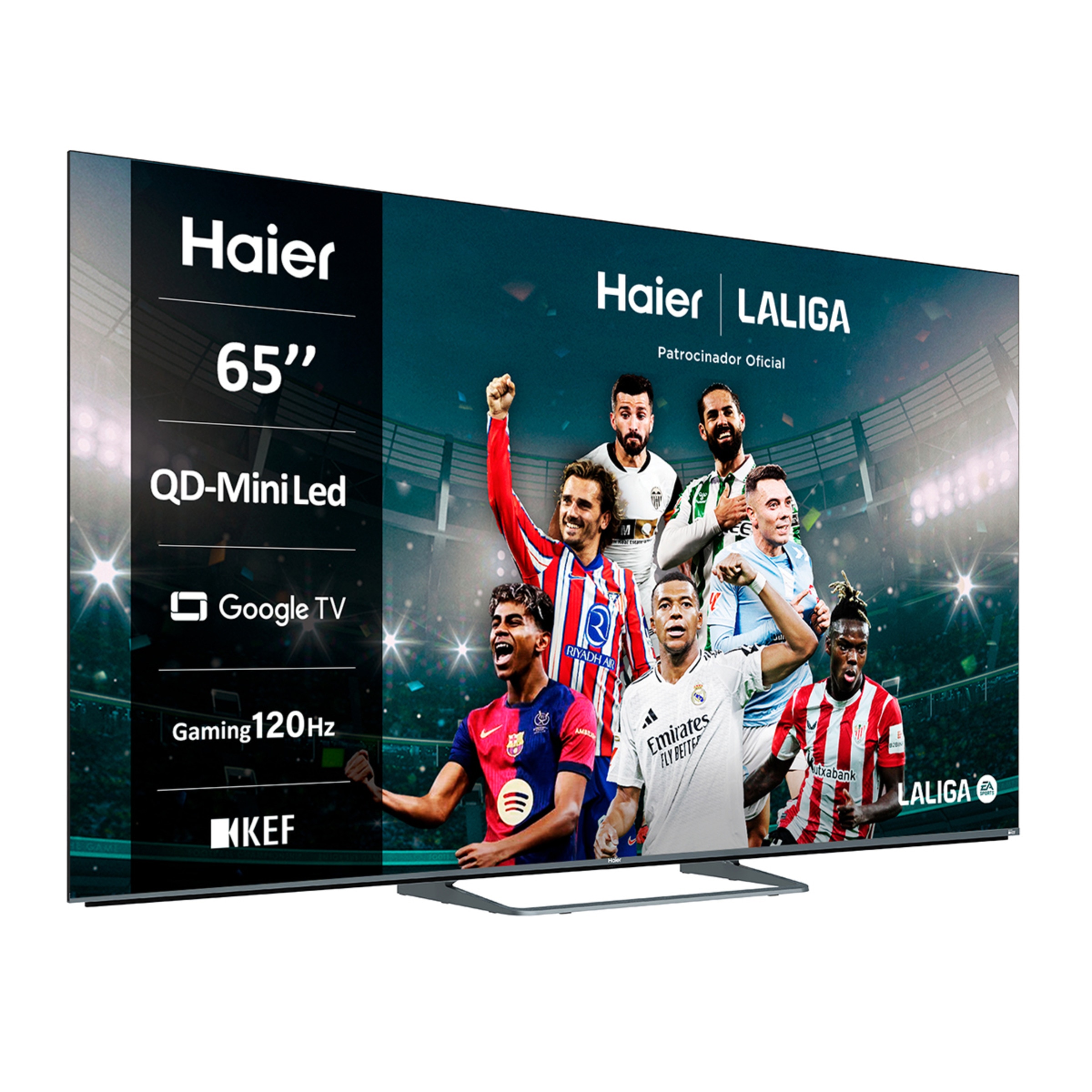 TV QD-MiniLED 165 cm (65") Haier H65M80FUX UHD 4K, Peana Cental, Smart Google TV, HDR10, Sonido KEF 2.1 Silver-3