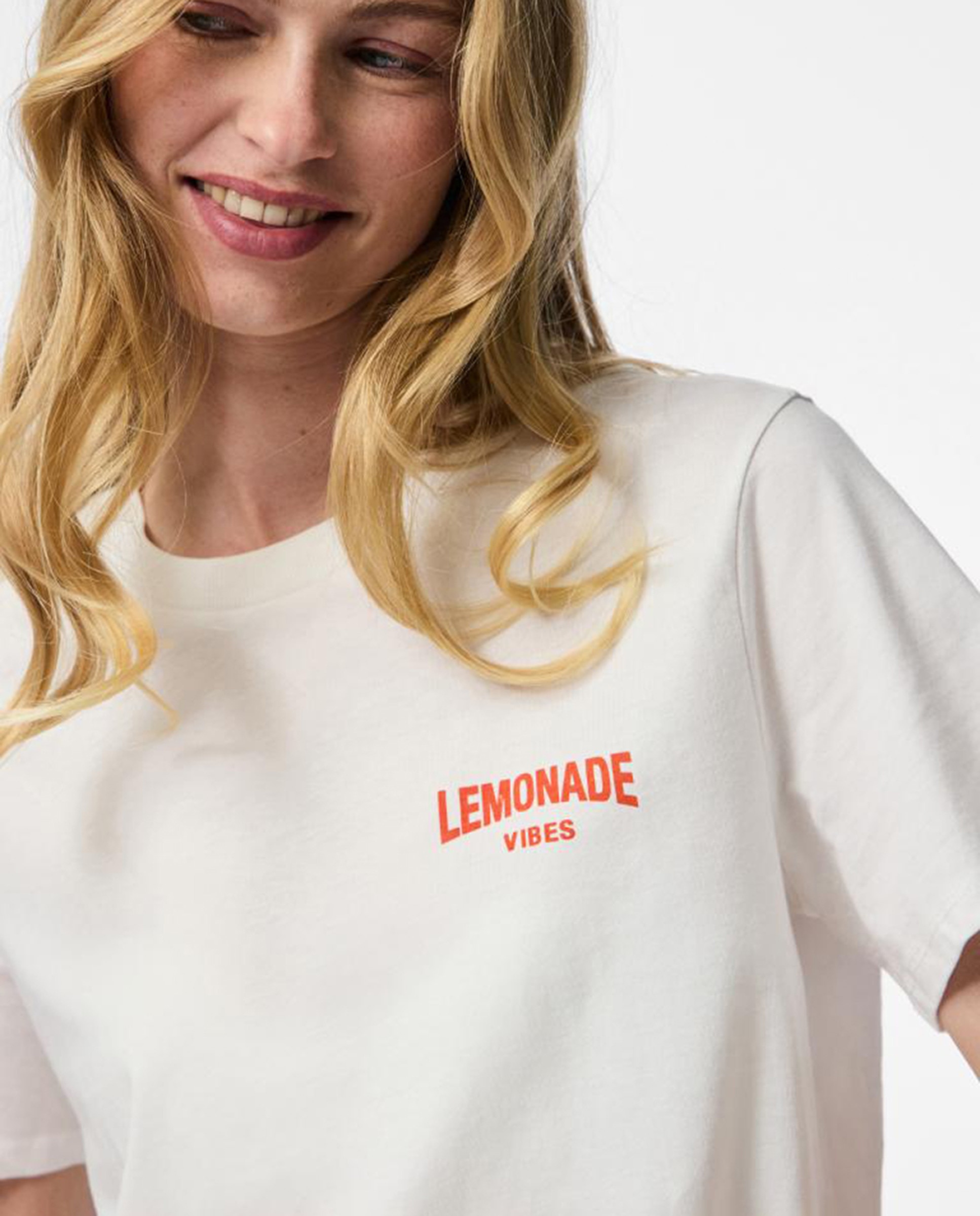 T-shirt de Manga Curta com Estampado de Limões Branco-4