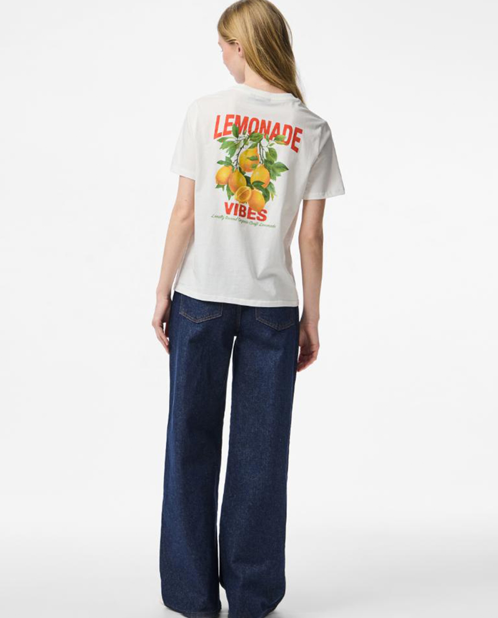 T-shirt de Manga Curta com Estampado de Limões Branco-3