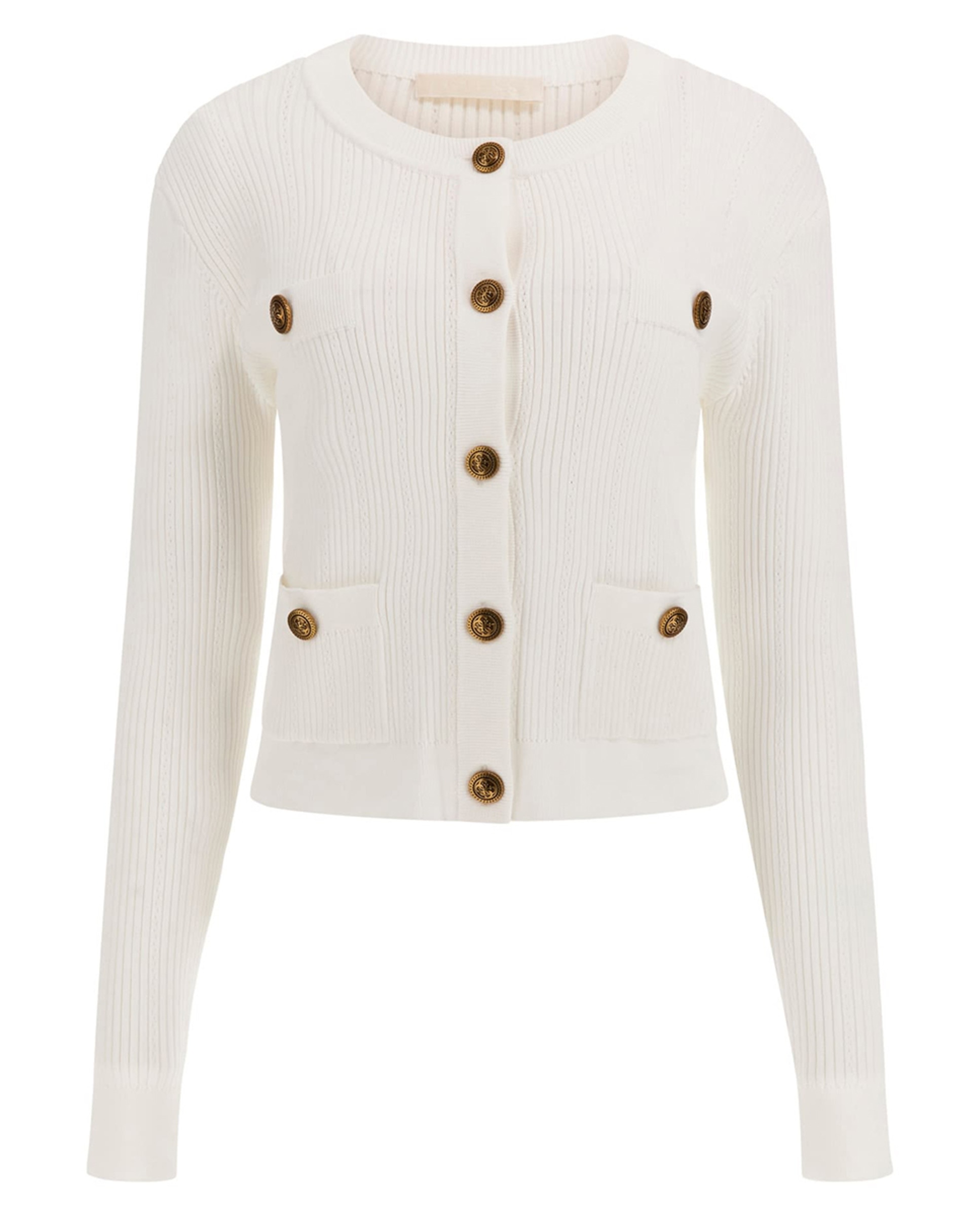 Cardigan de malha com manga comprida Branco-6