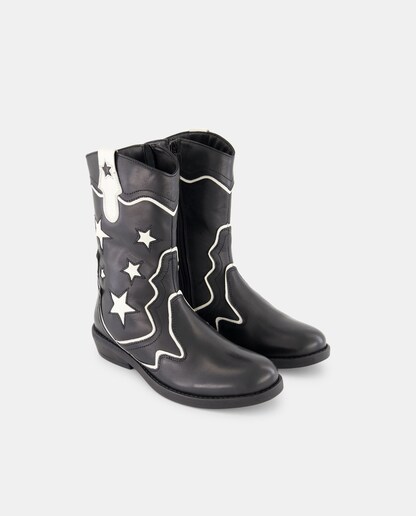 Imagen 0 de Botas cowboy de niña en piel con estrellas
