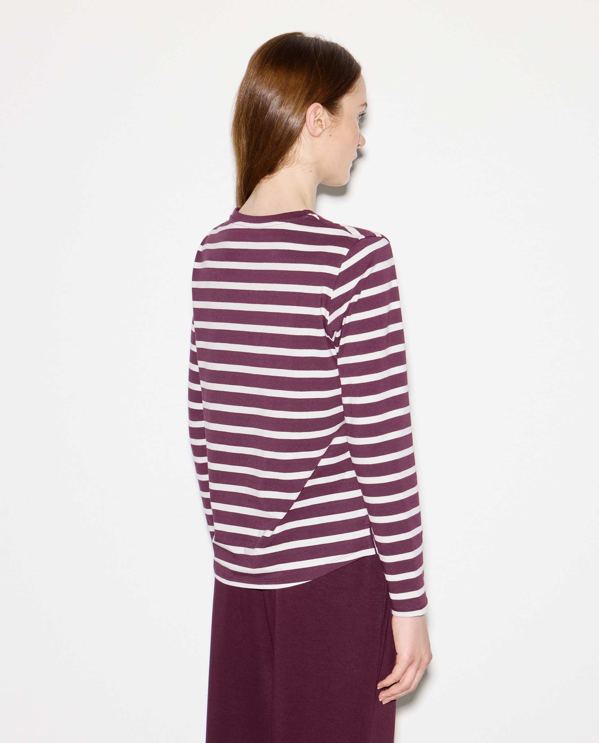 Camisola às riscas com manga comprida Vermelho-3