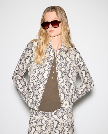 Imagen 0 de Chaqueta twill de algodón estampada de mujer