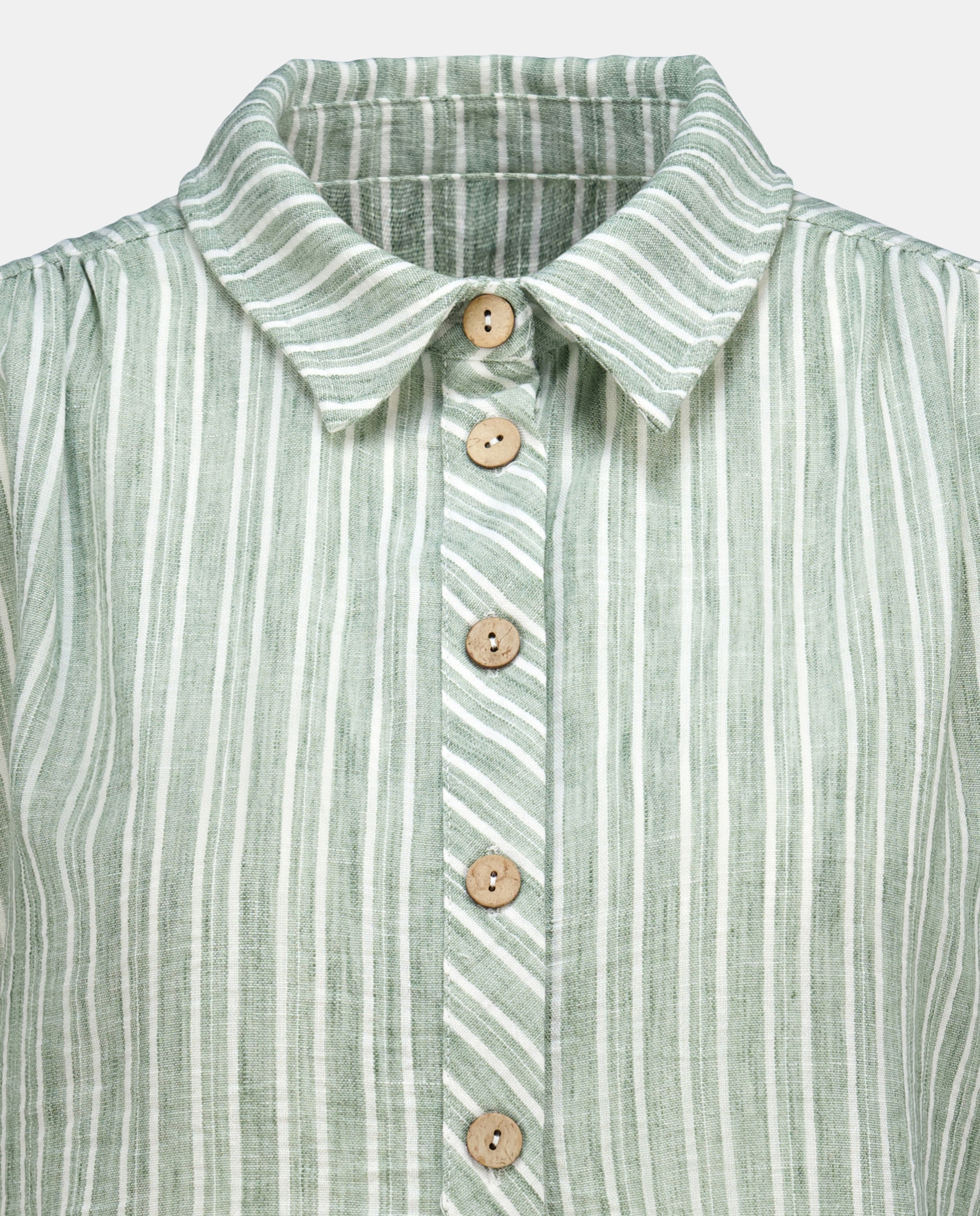 Camisa de mulher às riscas com manga curta Verde-5