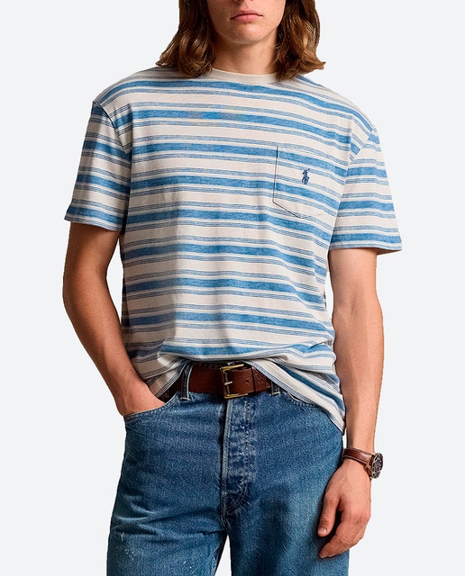 Imagen 0 de Camiseta de hombre de algodón con estampado de rayas