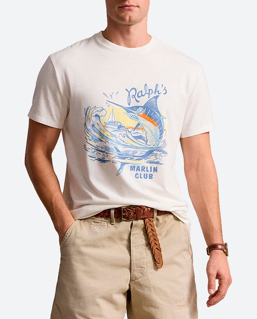 Imagen 0 de Camiseta de punto de algodón flameado con estampado