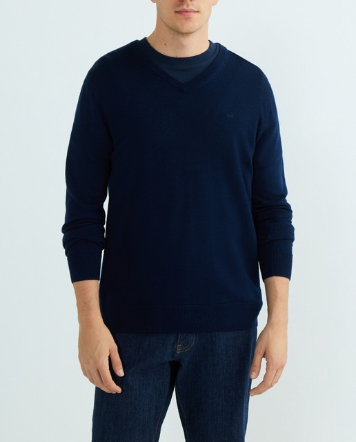 Imagen 0 de Jersey de hombre de lana merino cuello pico