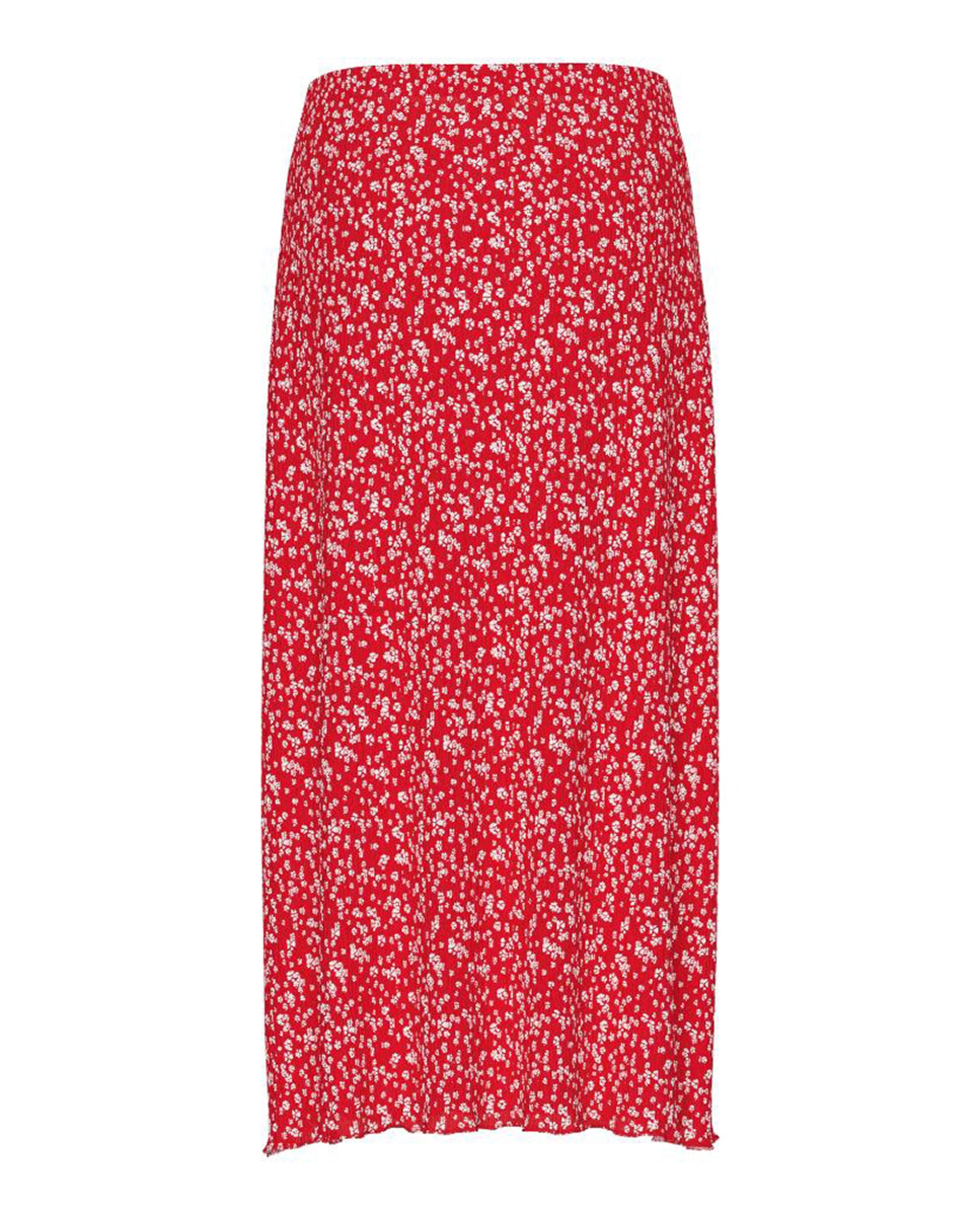Saia Midi com Estampado Floral Vermelho-6