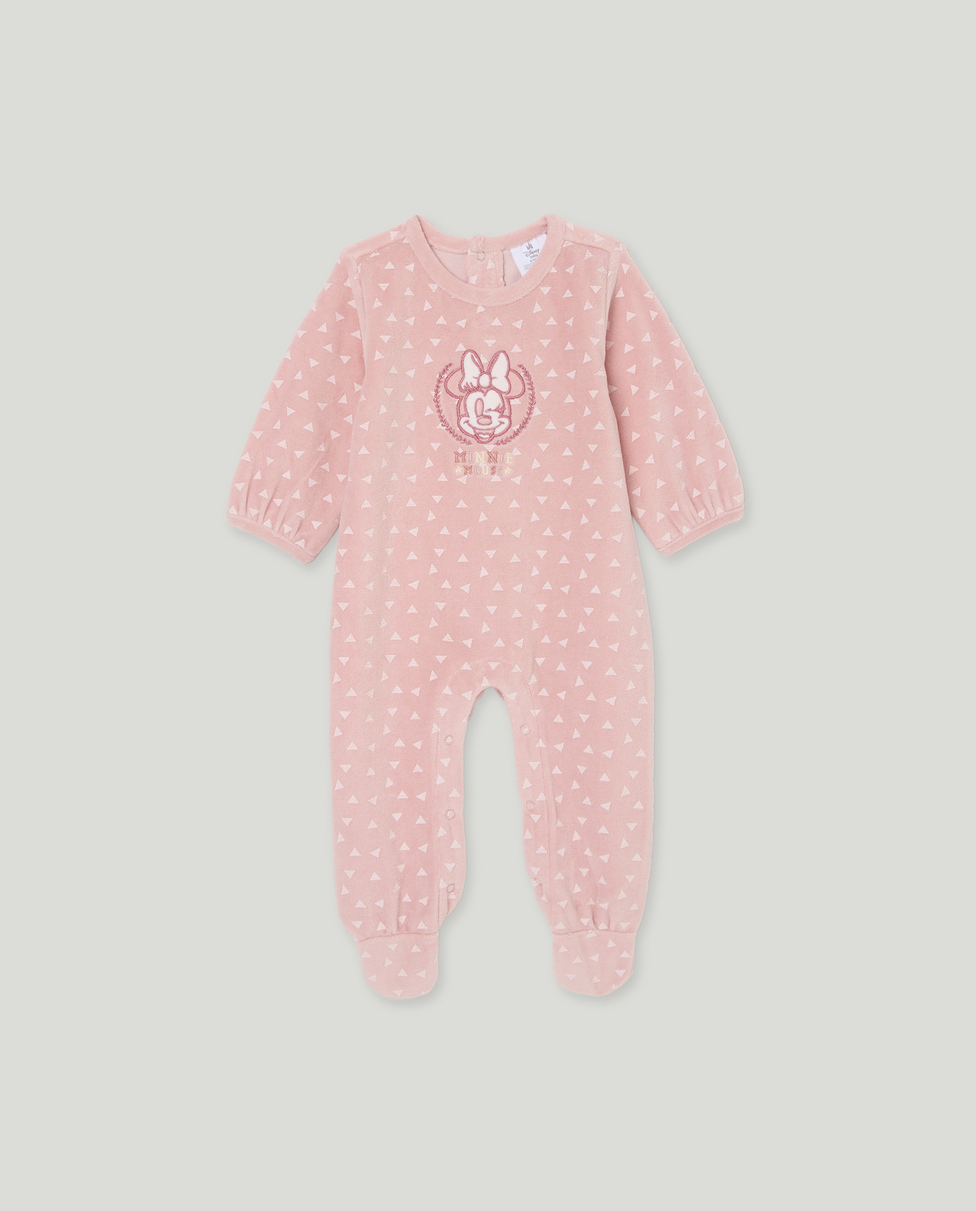 Babygrow Comprido de Bebé com Velcro e Cara da Minnie Rosa-1