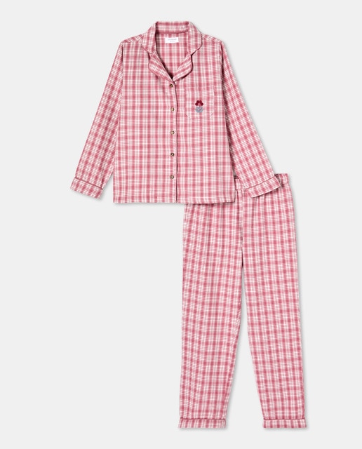 Imagem 0 de Pijama Comprido Abotoado com Estampado aos Quadrados