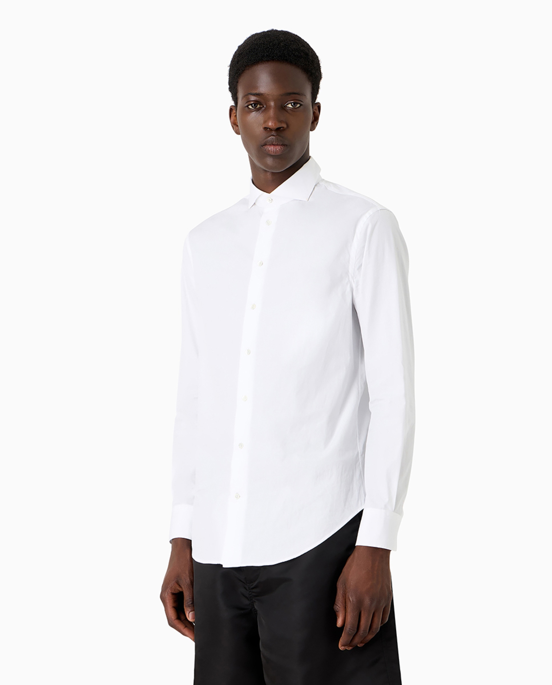 Camisa Regular Fit de Popelina Elástica Branco-1