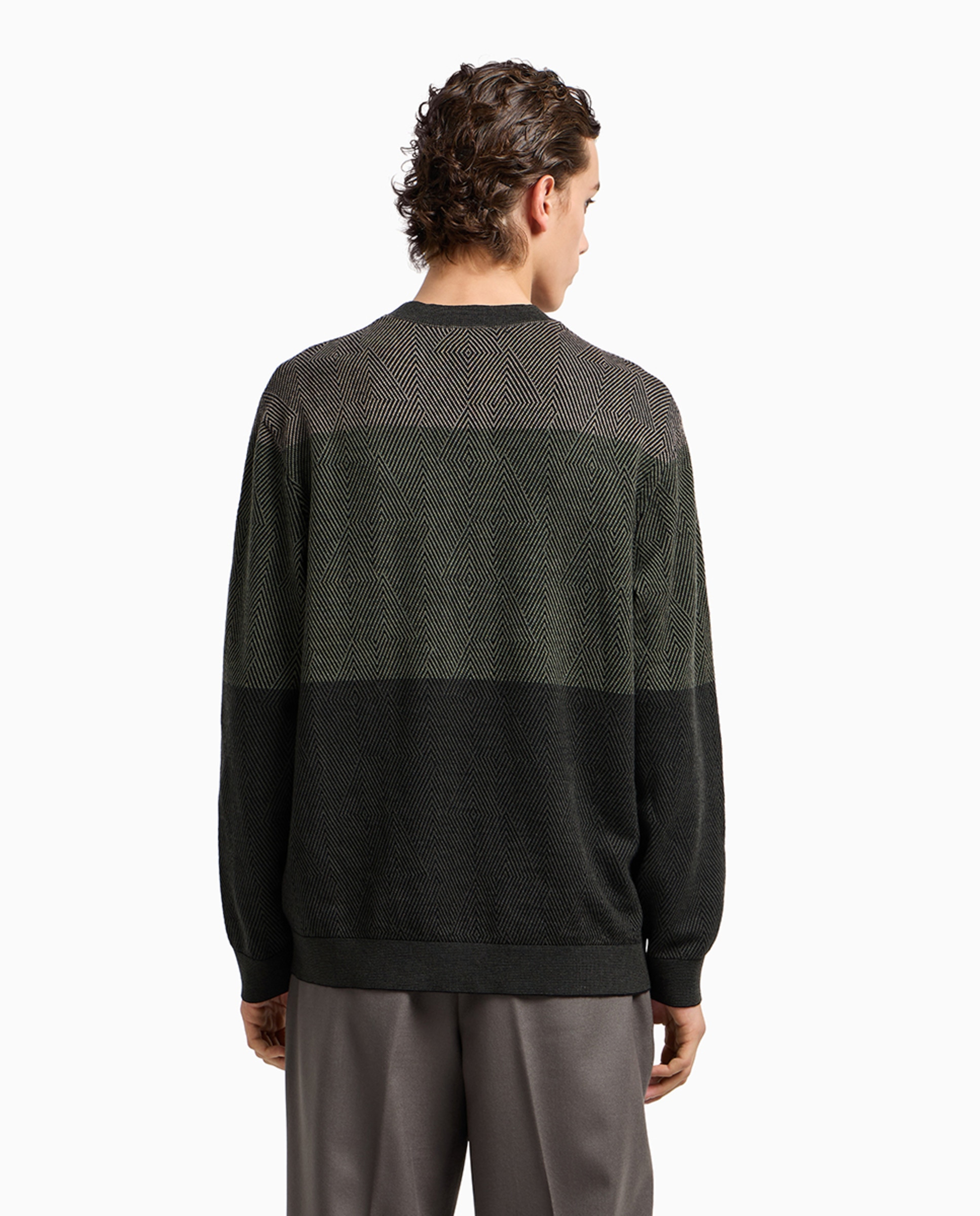 Camisola de Malha com Gola Redonda e Micro Estrutura Verde-escuro-2