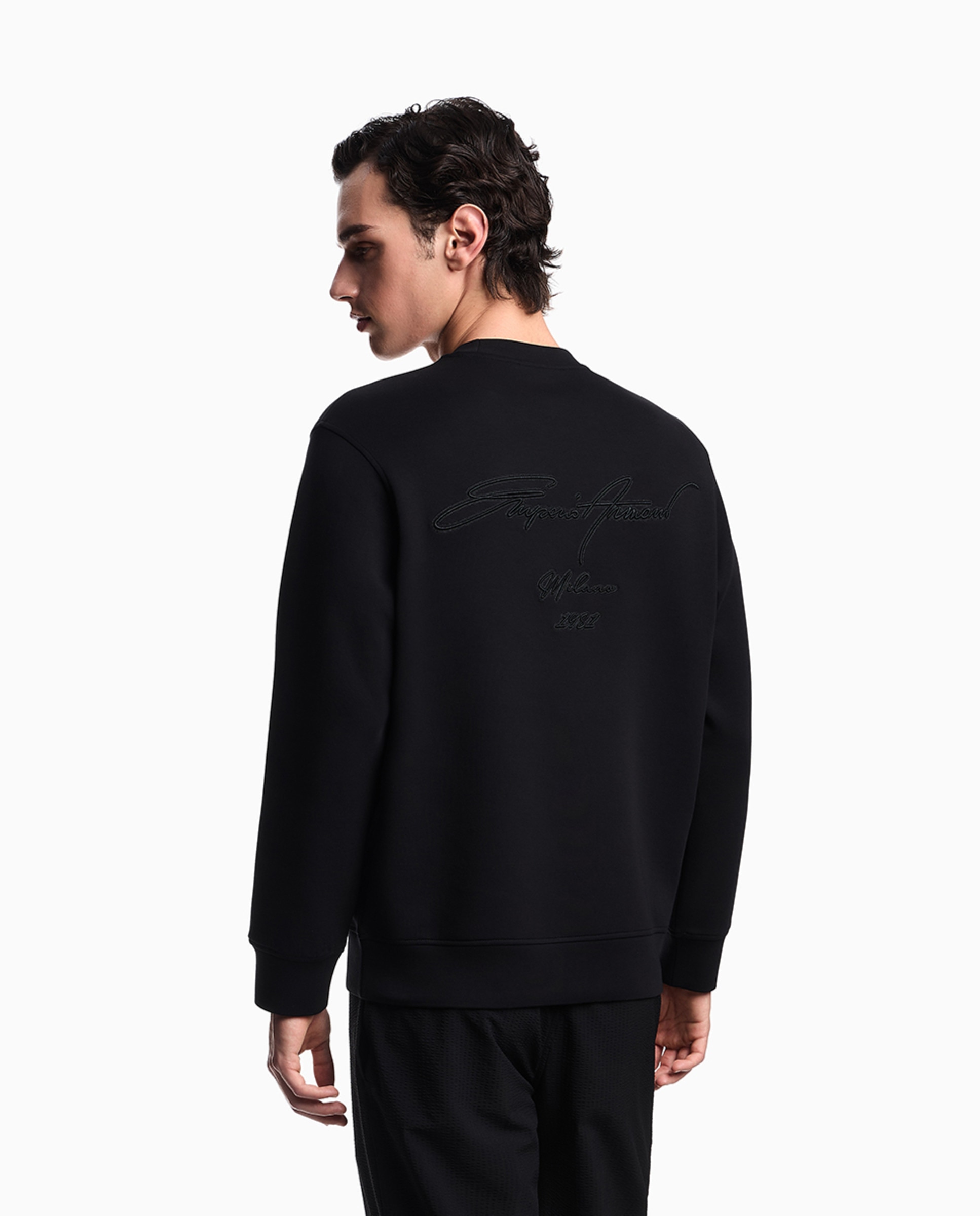 Sweatshirt de Gola Redonda com Logótipo Signature Preto-2